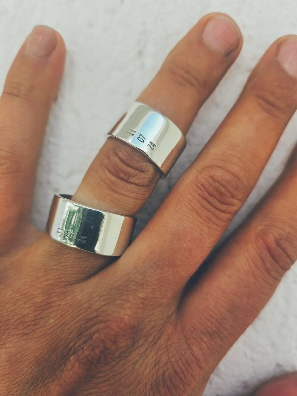 Handmade sterling silver wedding rings with your wedding date