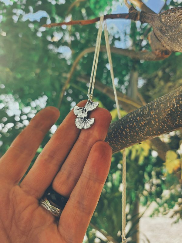 Handcrafted Sterling Silver Ginkgo Biloba Pendant