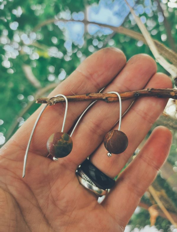 Planet earrings with Picasso jasper.