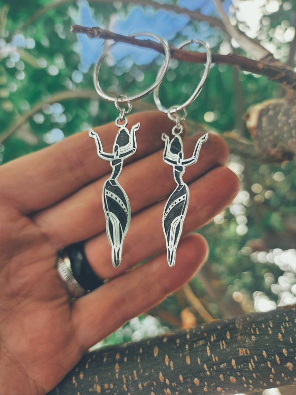 Earrings African. Dancing girls. African style. Silver. Handmade