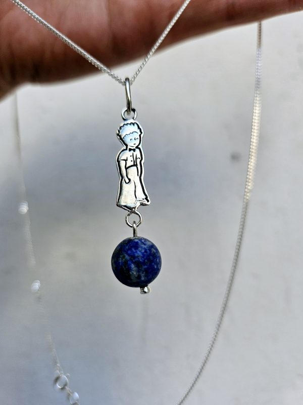 Silver pendant The Little Prince with a planet