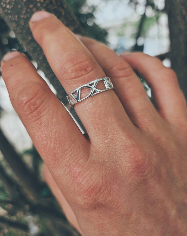 Silver ring with roman numerals. Ring with date.