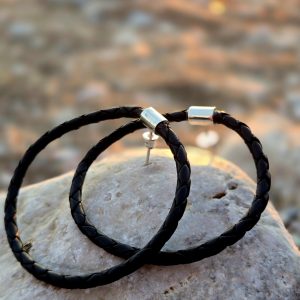 Earrings with leather cords